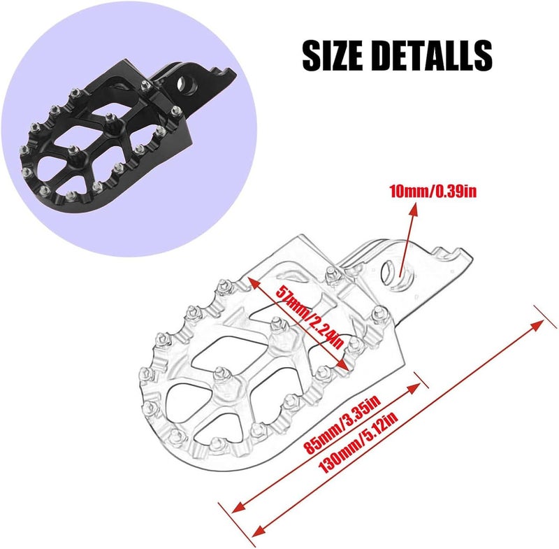 Adsspro Motorcycle CNC Foot Pegs Rests Footpegs For CR125 CR250 02-07 CRF150R 07-21 CRF250R 04-21 CRF250X 04-17 CRF250RX 19-21 CRF450R 02-21 CRF450RX 17-19 CRF450X 05-21 CRF450L 2019 Dirt Bike (Black) - Image 3